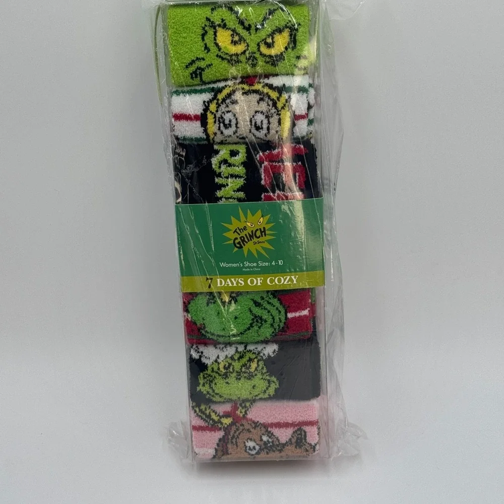 Grinch Sock Set‎ 7 Pair Womens 4-10 Cozy Holiday NEW